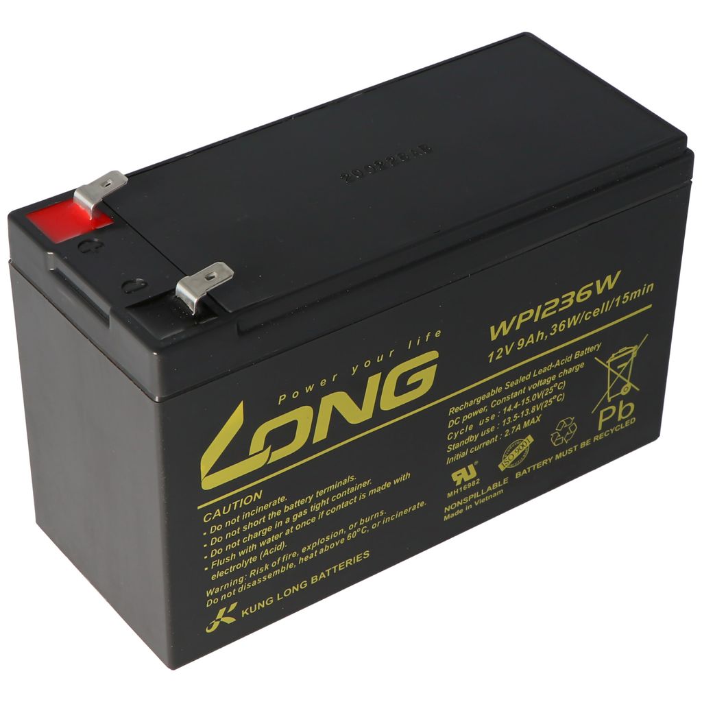 Kung Long WP1236W 12V 36W olověná baterie s 9Ah, 6,3mm Obrázek produktu 