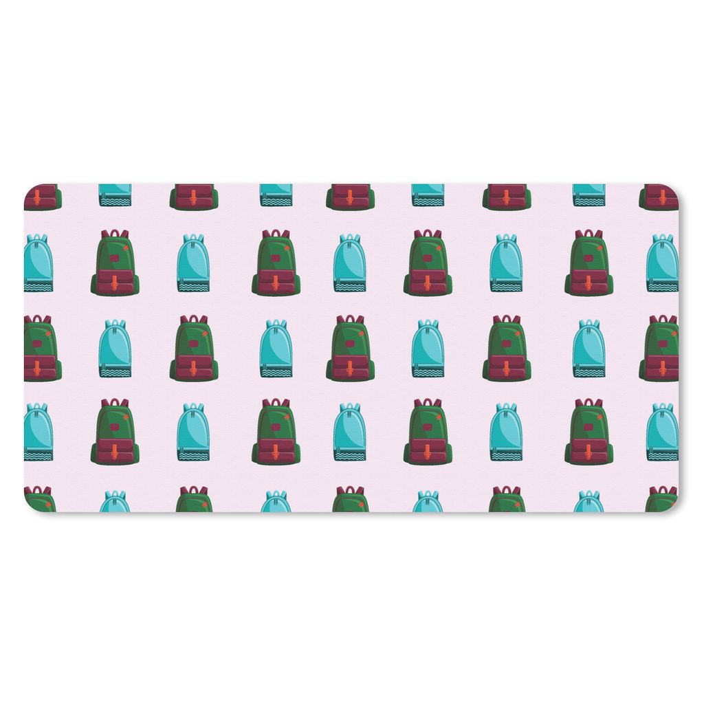 MuchoWow Mauspad Mousepad Rucksack - Muster - Retro - Pastell 60x30 cm - Mousepads - Maus Mat - Pad - Mausunterlage - Nachhaltig