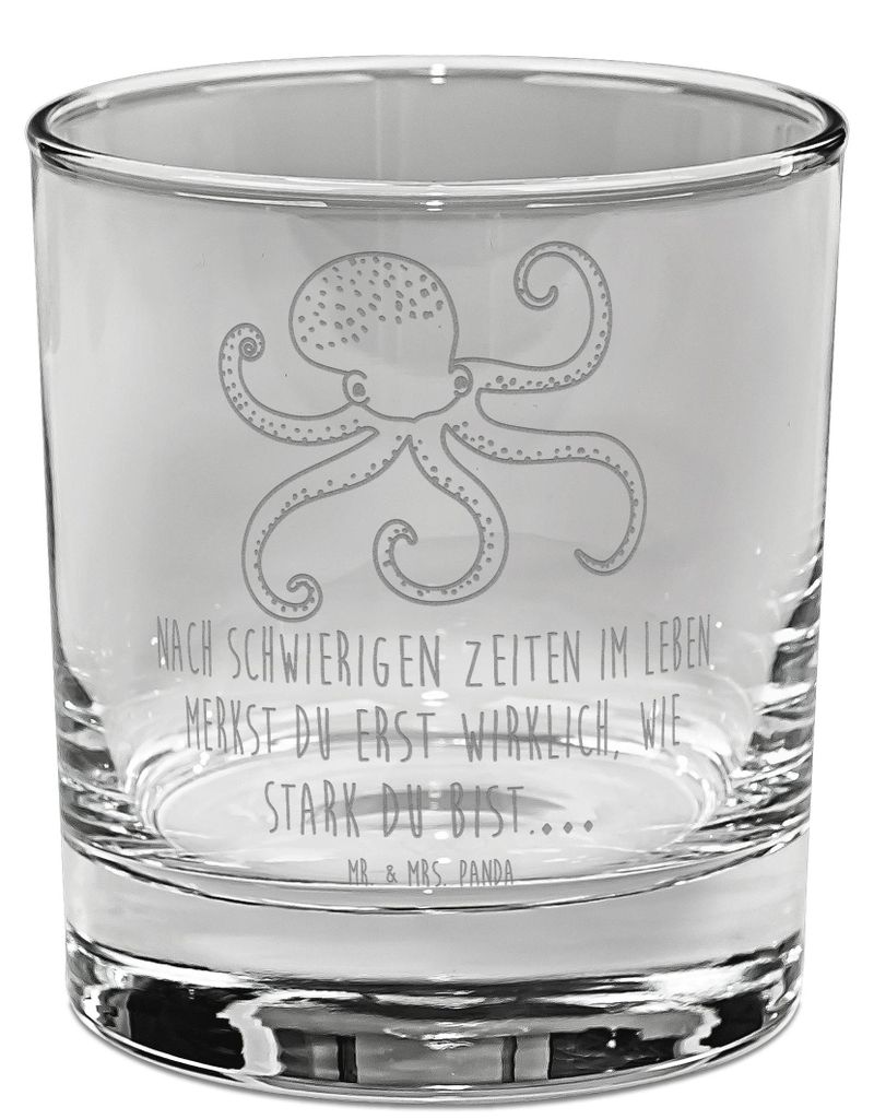 Mr. & Mrs. Panda Tumbler Tintenfisch - Transparent - Geschenk, Meerestier, Glas, Ozean, Whiskey, Wasser, Meer, Scotch, Gute Laune, Whiskyglas, Krak...
