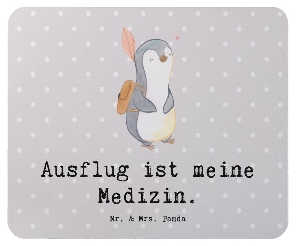 Mr. & Mrs. Panda Mauspad Pinguin Ausflug - Grau Pastell - Geschenk, Ausflugsziele, Reisen, pc mousepad, Ausflüge machen, Mouse Pad, mausteppich, l...