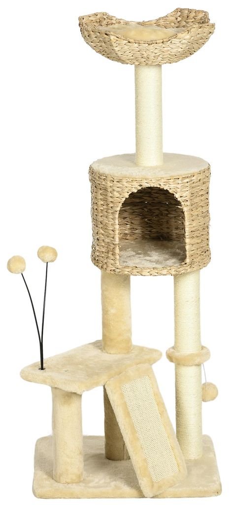 PawHut Kraboom voor katten, 116 cm, met kattenhol en Productafbeelding 