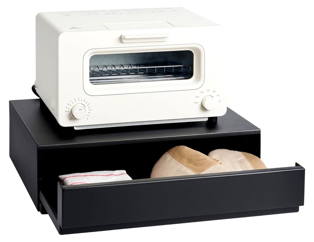 Ausziehbare Ablage mit Schublade, Schwarz, Stahl/Polypropylen/Silikon, 45 x 39,364 x 13,5 cm