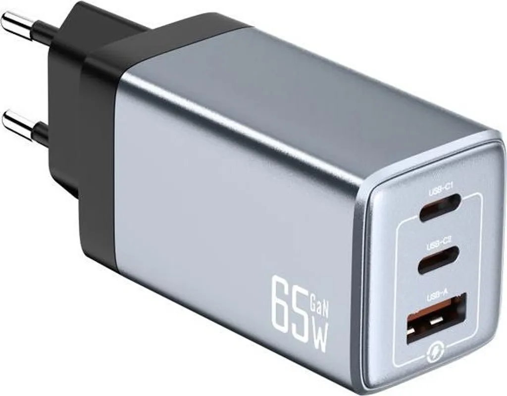 Chargeur voyage 65W NEXTBATT pour PC portable et smartphone USB-C Gris