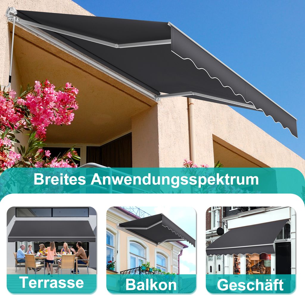 UISEBRT 250 X 200 cm markýza se sklopným ramenem hliníková Obrázek produktu 16