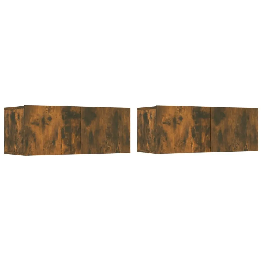 Mobili Porta TV Sospesi Rovere Fumé 80cm - Set 2 Pezzi Minimal