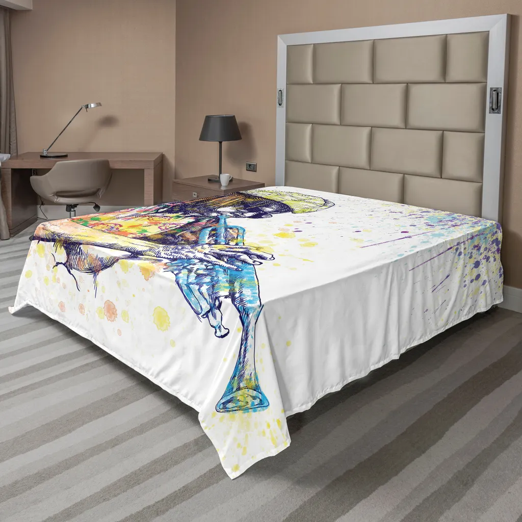 Drap de lit décoratif Jazz pour chambre d'ado ou mélomane, 244 cm x 205 cm