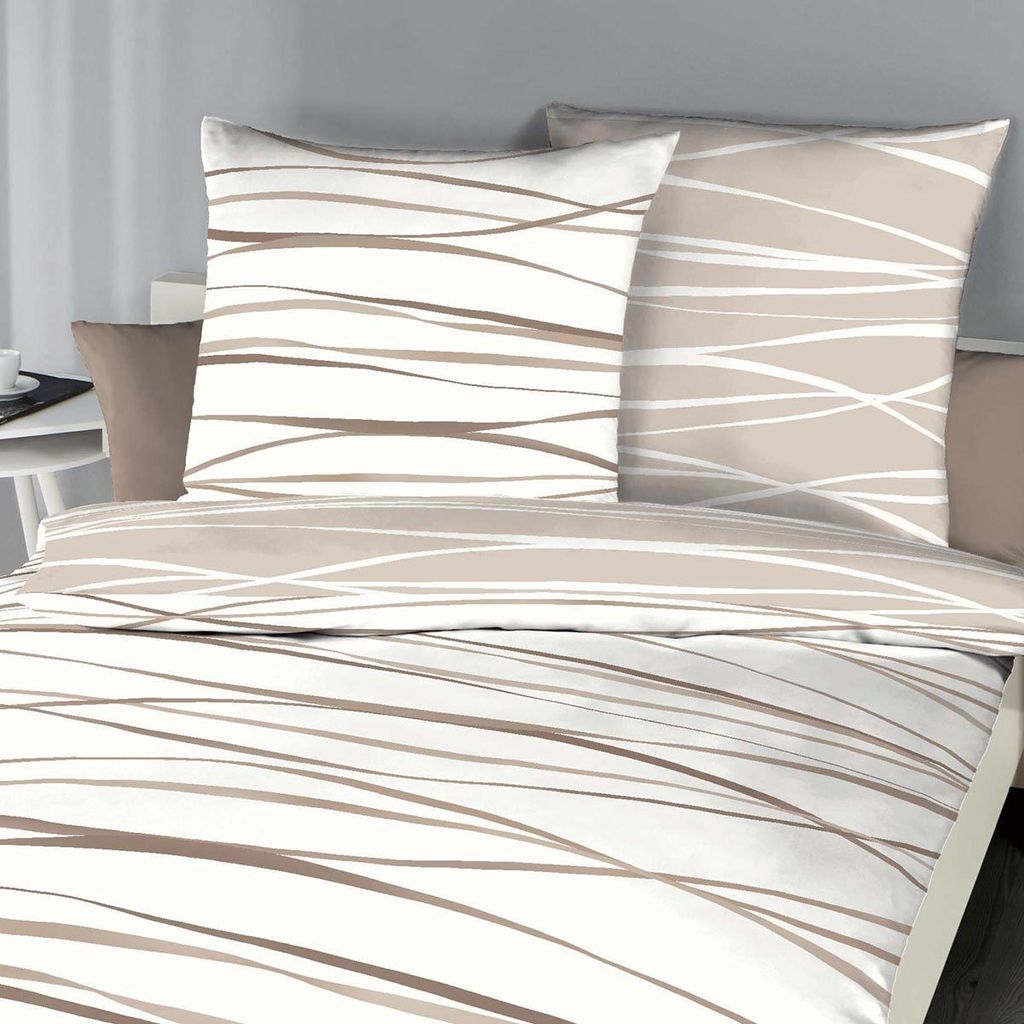 Traumschlaf Biber Bettwäsche Motion natur 240x220 cm + 2x 80x80 cm