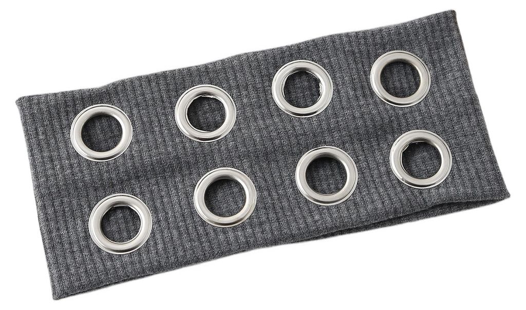 Damen-Haarband, einfarbig, mit Metalllöchern verziert, breites Haarband, dehnbar, ideal für Sport und Freizeit, Haarschmuck