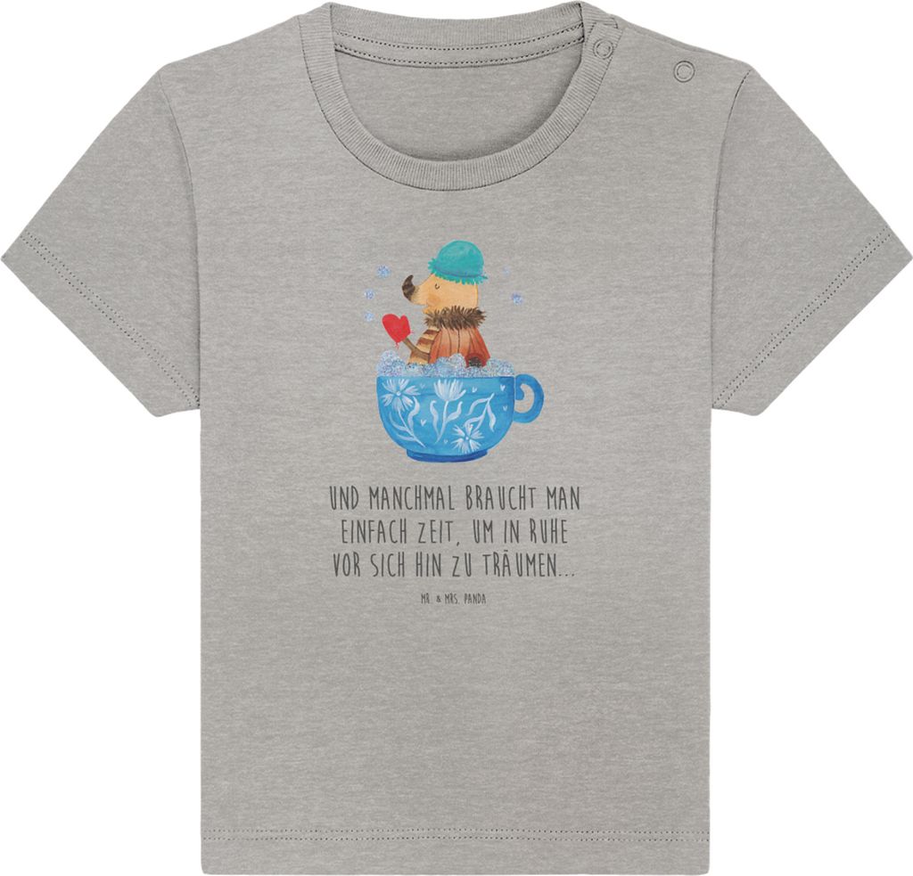 Mr. & Mrs. Panda Babyshirt Nachtfalter Schaumbad 6. - 12. Monat - Heather Grey - Geschenk, Baden, Badezimmer, Lustige Sprüche, T-Shirt Baby, Öko,...