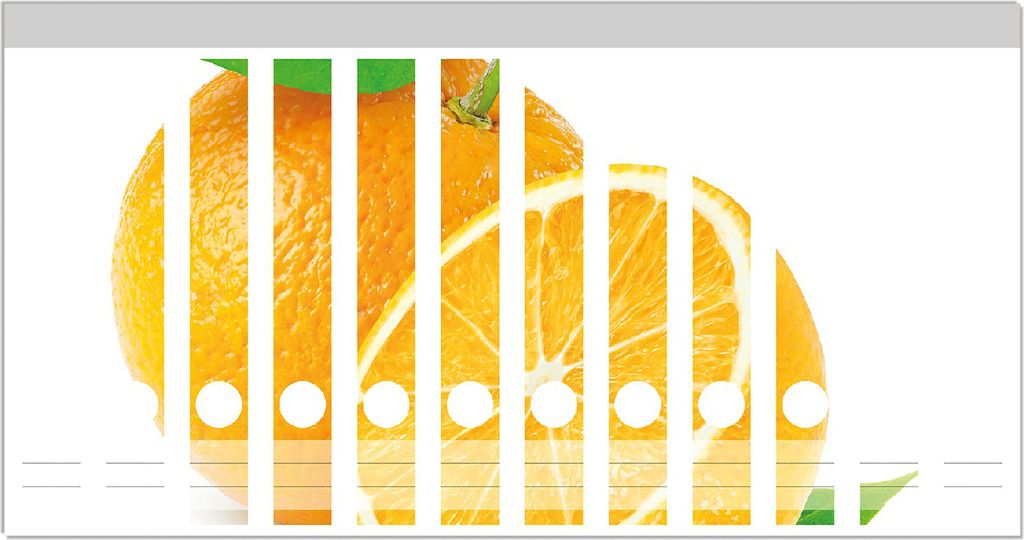 Wallario Ordnerrücken Sticker, selbstklebend für schmale Ordner, 12 Stück, Motiv Saftige Orangen vor weißem Hintergrund