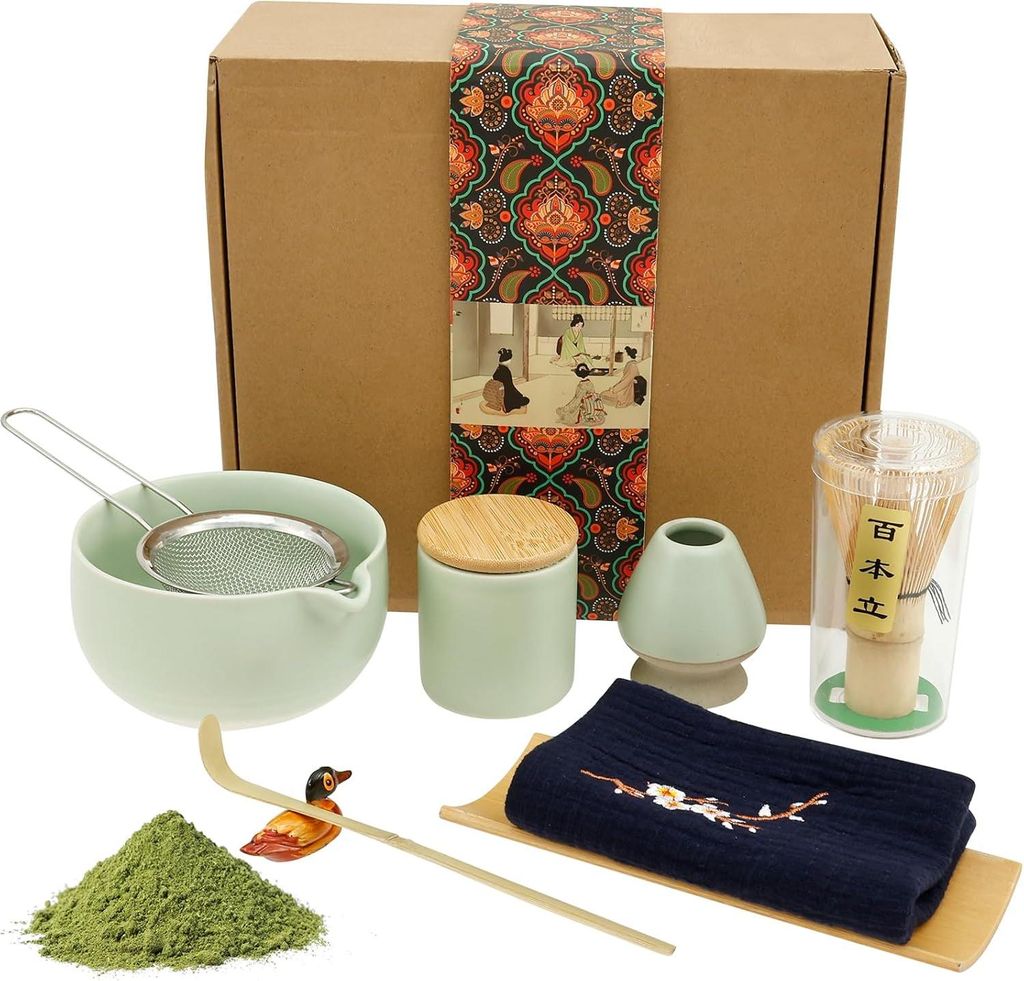 Komplettes Matcha-Set - 9-teiliges Set - Bambus und Keramik