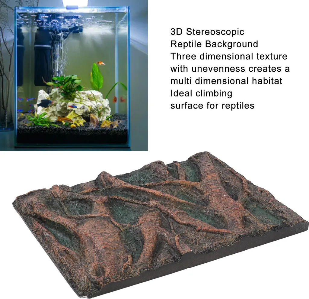 Fond 3D vivant multi-pattes 60x45cm - Décor structuré pour reptiles - 3