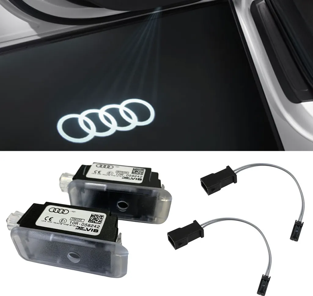 Anneaux Audi LED Éclairage de Porte d'Origine avec Adaptateur de Câblage