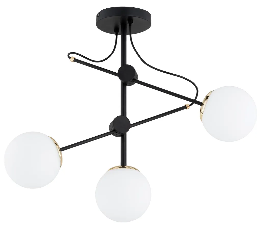 Plafonnier Lustre de Salon Noir et Or 3 Lumières OLIMP - Design Luxueux