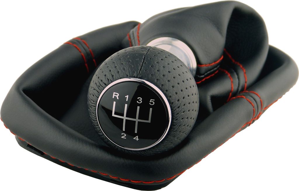 Schaltmanschette Schaltsack Naht Rot Schaltknauf perforiert für VW Golf 4 IV Bora Rahmen 23 mm 5 Gang