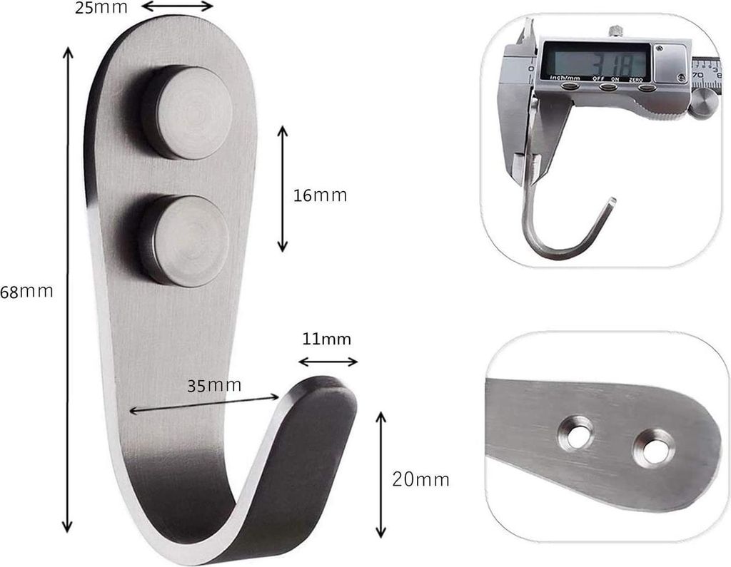 Stück Edelstahl Kleiderhaken Wandhaken Handtuchhalter, Einzelne Wandhaken Einschraubbare Kleiderhaken für Badezimmer Bademantel Schlafzimmer Wand...