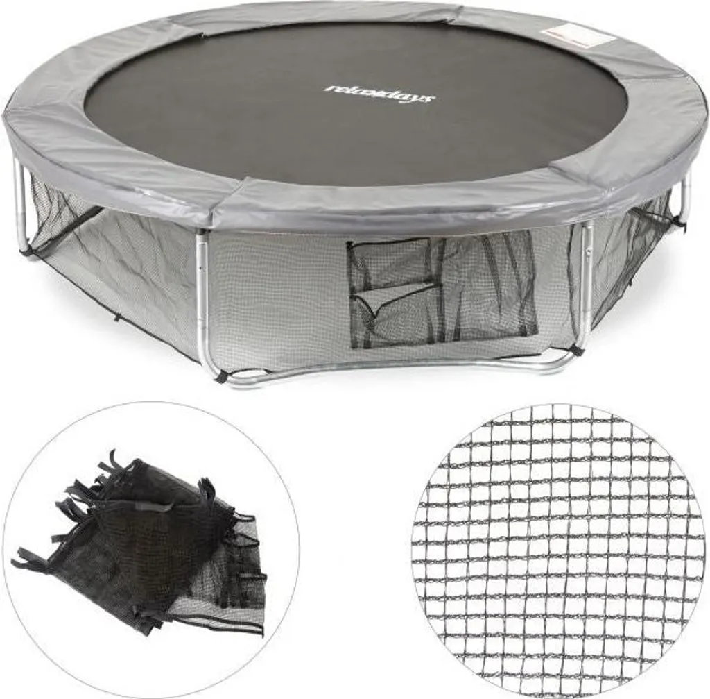 Trampoline de jardin familial avec filet de protection et montants fixes