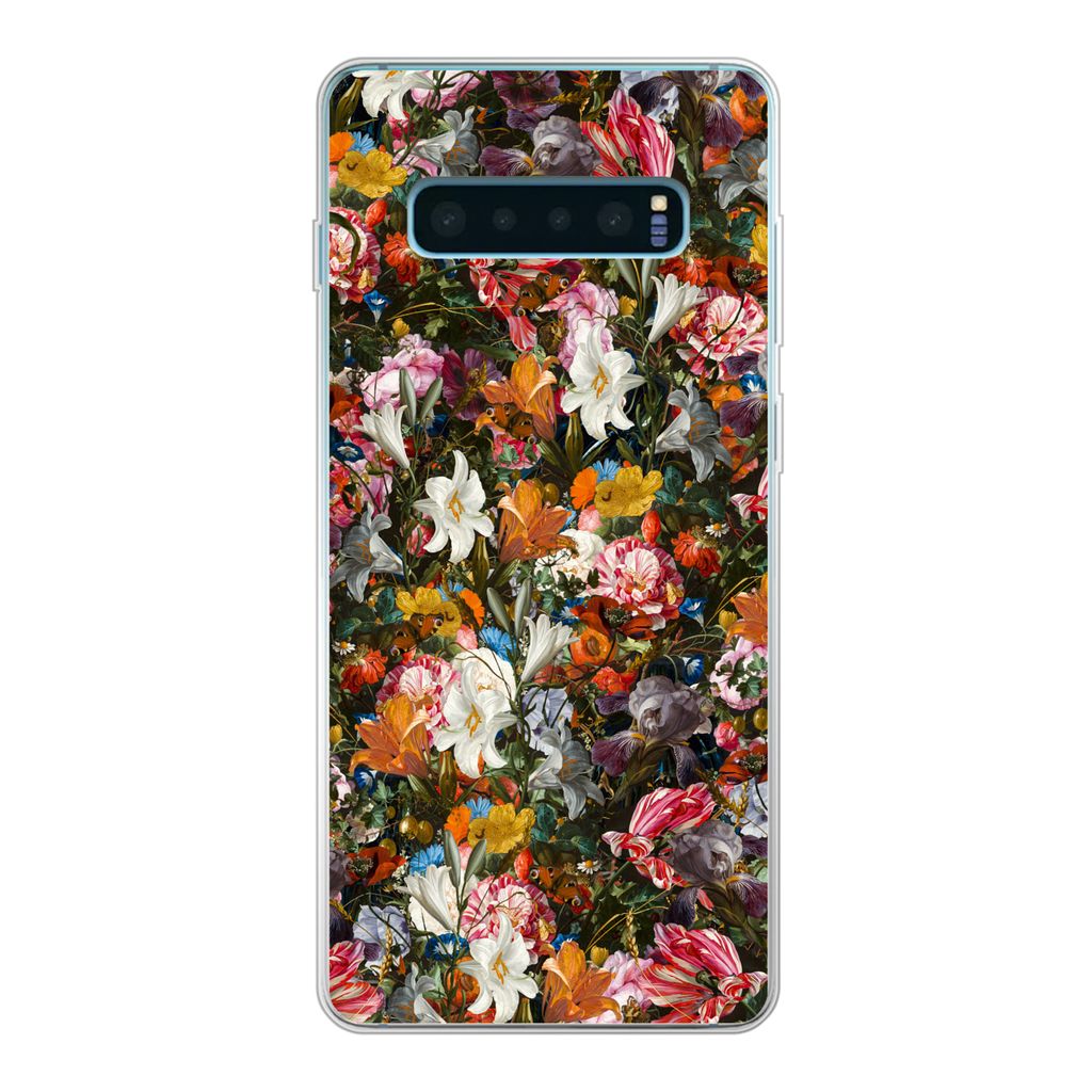 MuchoWow Handyhülle Schutzhülle Hülle für Samsung Galaxy S10 Plus Blumen - Schmetterling - Design - Kunst - Abstrakt - Malerei - Alte Meister...