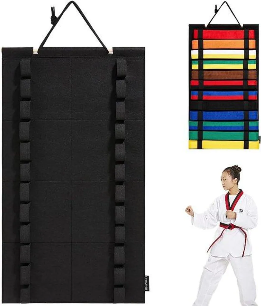 Support Karaté avec Sangles de Suspension pour Rangement de Ceintures