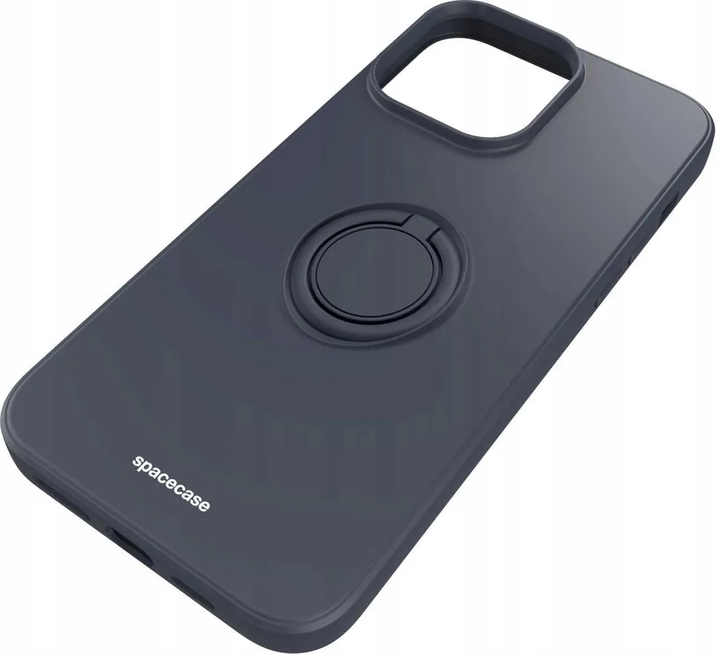 Custodia Elegante iPhone 14 Pro Max SPACECASE Nero Silicone Anello - 4