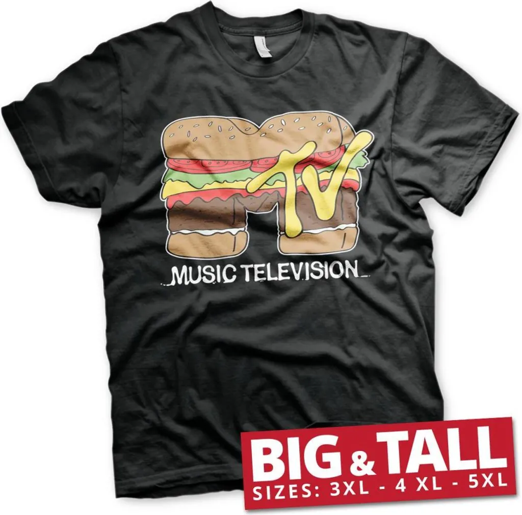 T-shirt MTV Coupe Large Imprimé Hamburger - Haut décontracté Taille 4XL