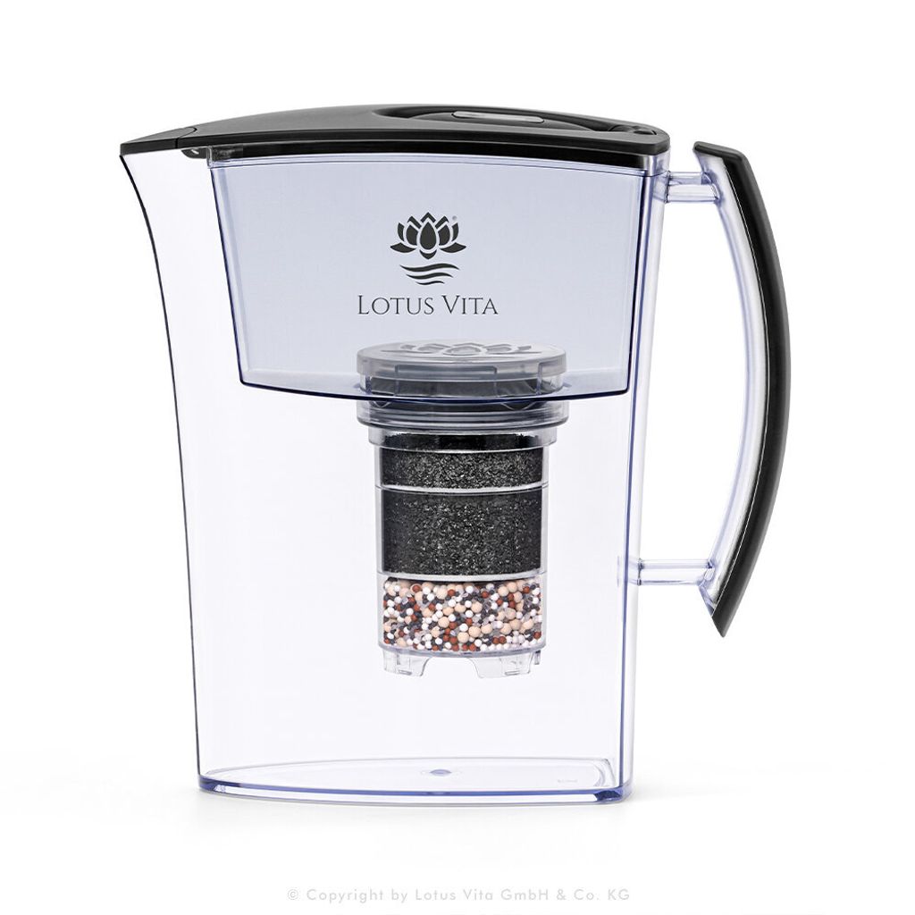 Lotus Vita Wasserfilter Kanne Lotus 1,6L - Schwarz Matt - Produktbild 