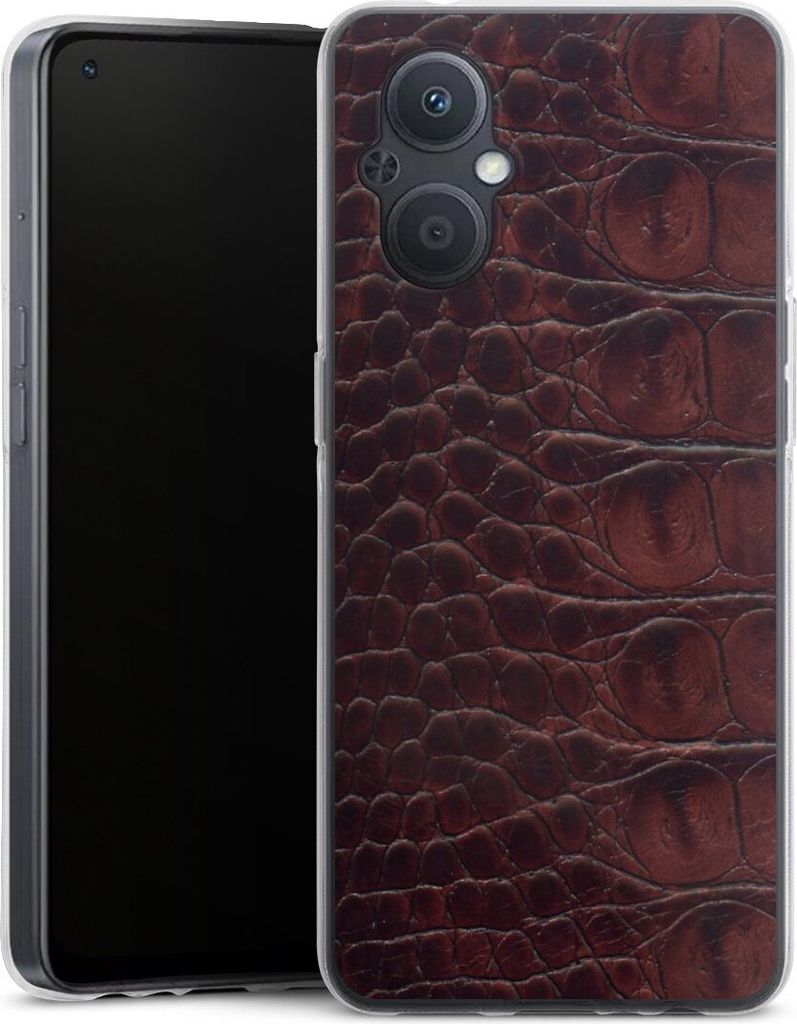 DeinDesign Handyhülle für Oppo Reno8 Lite Silikon Hülle Case Smartphone Schutzhülle Animalprint Krokodil Leder