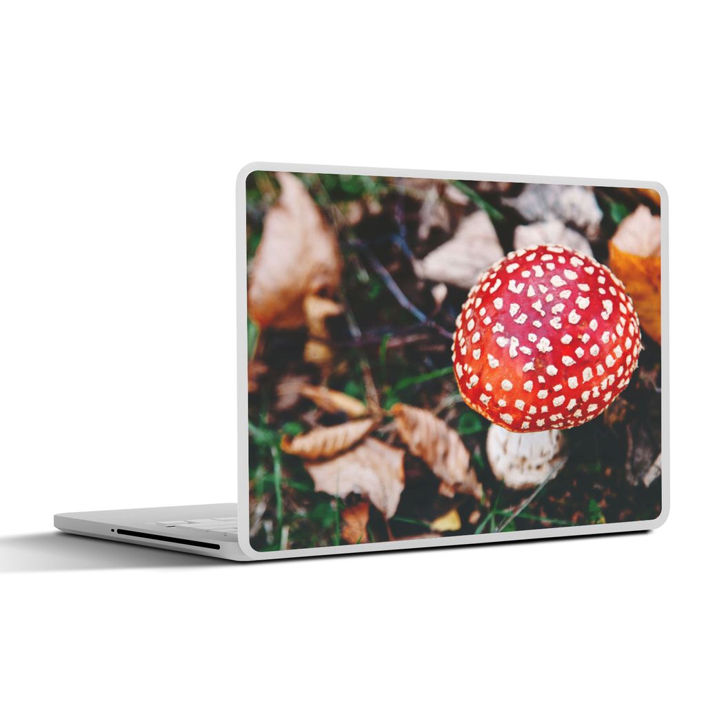 MuchoWow Laptop Aufkleber Sticker Cover Herbst - Pilz - Blätter - Natur 31x22.5 cm - Laptop-Deko