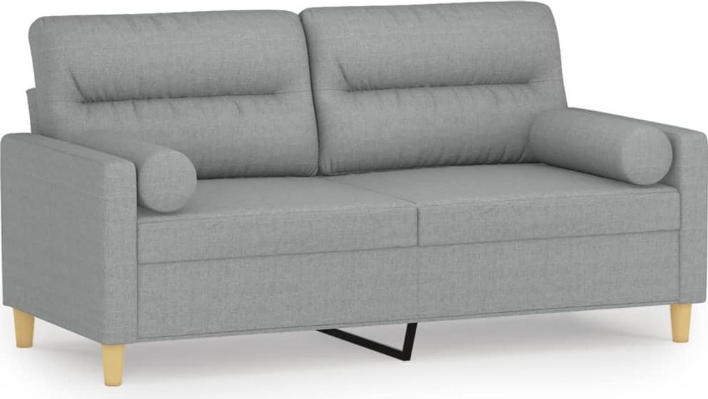 2-Sitzer-Sofa mit Zierkissen Hellgrau 140 cm Stoff