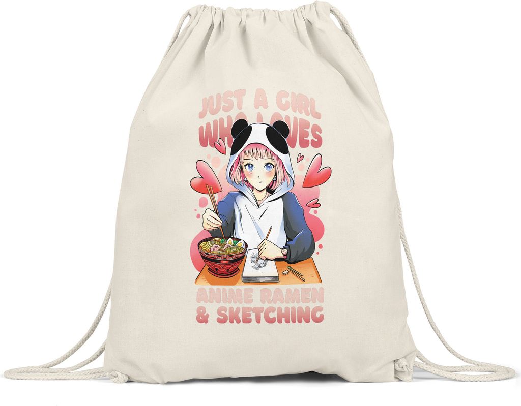 Just A Girl Who Loves Sketching And Anime Ramen Turnbeutel Gymsack Otaku Baka Manga Comic Geschenkidee Fans