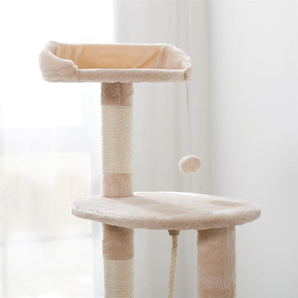 Kratzbaum 112 cm Kletterbaum Spielbaum Beige fr Katzen
