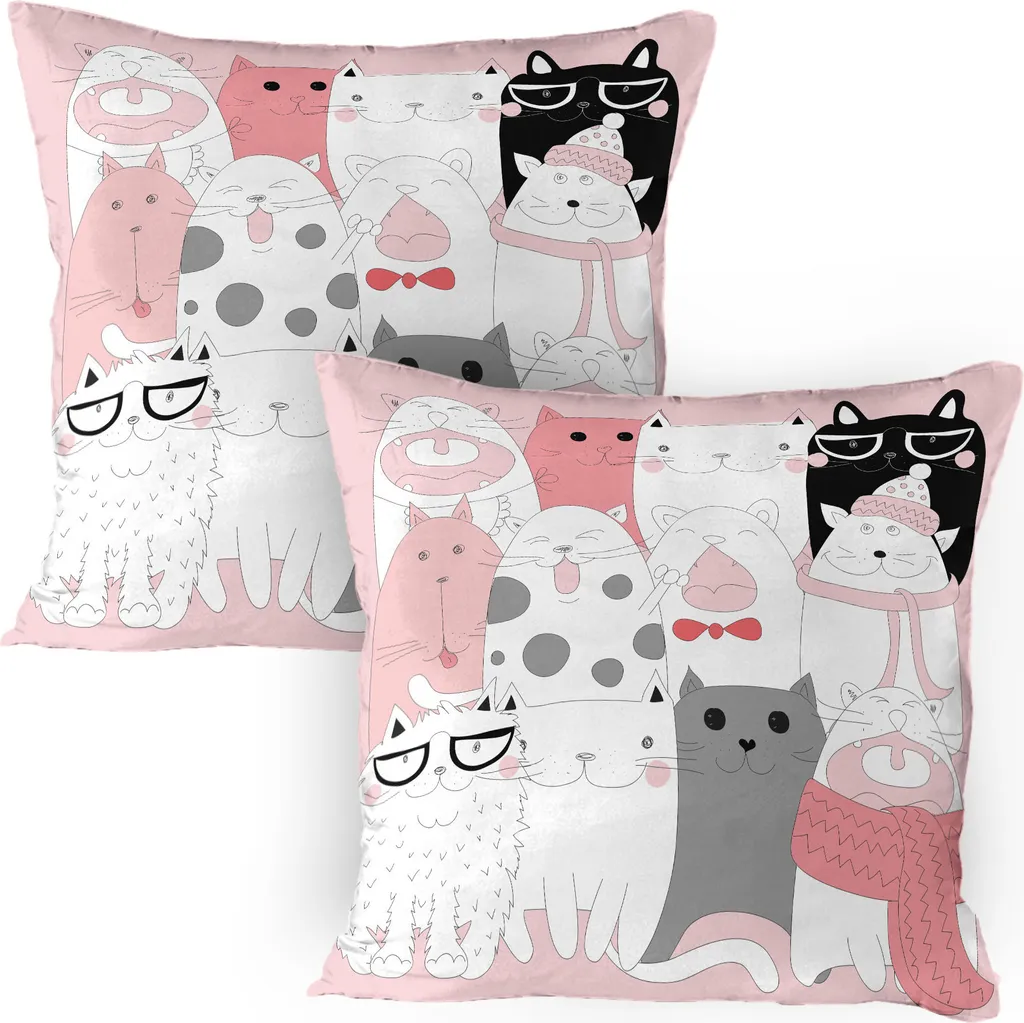 Federe 80x80 Gatti Cartoon ABAKUHAUS - Microfibra Anallergica