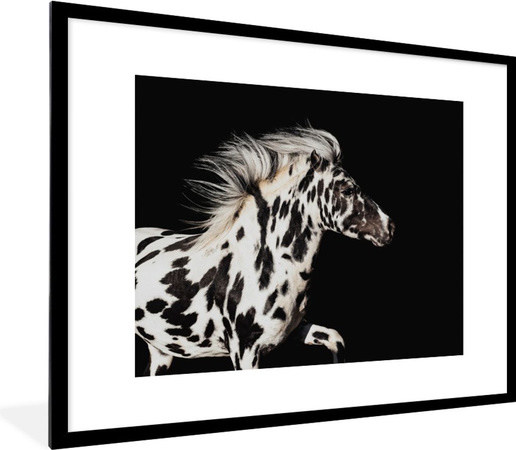 MuchoWow® MuchoWow® Gerahmtes Poster Pferd - Dots - Schwarz Produktbild 