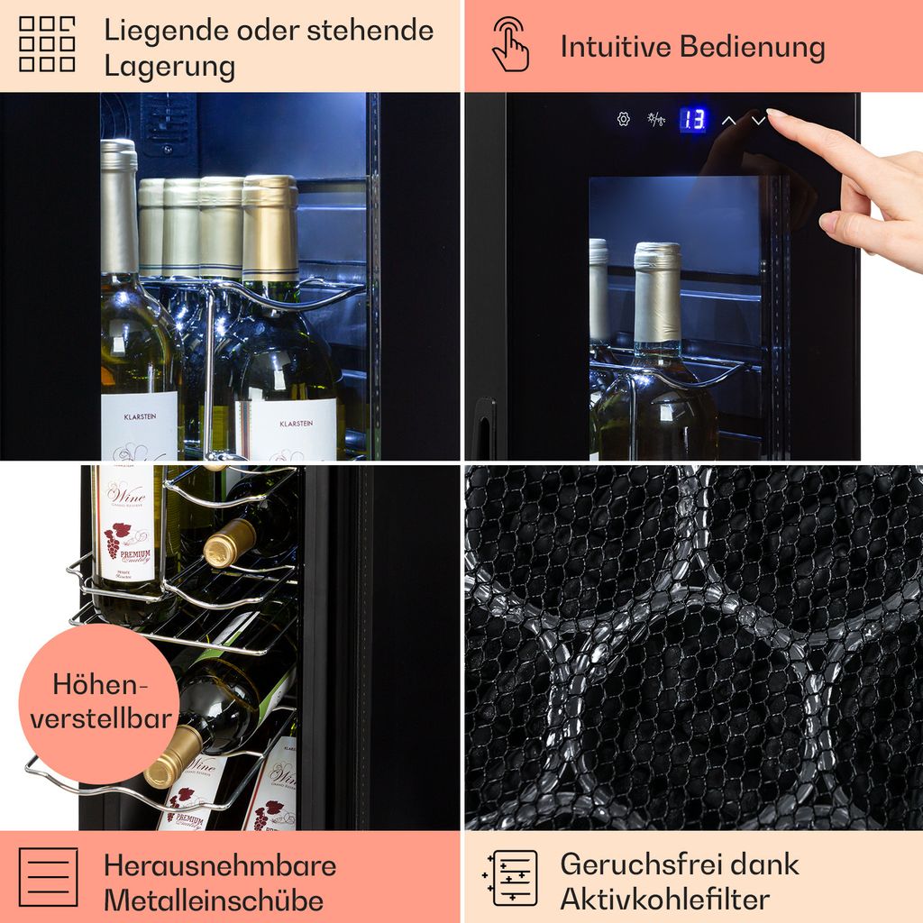 Klarstein Weinkühlschrank, 1 Zonen Getränkekühlschrank Produktbild 5