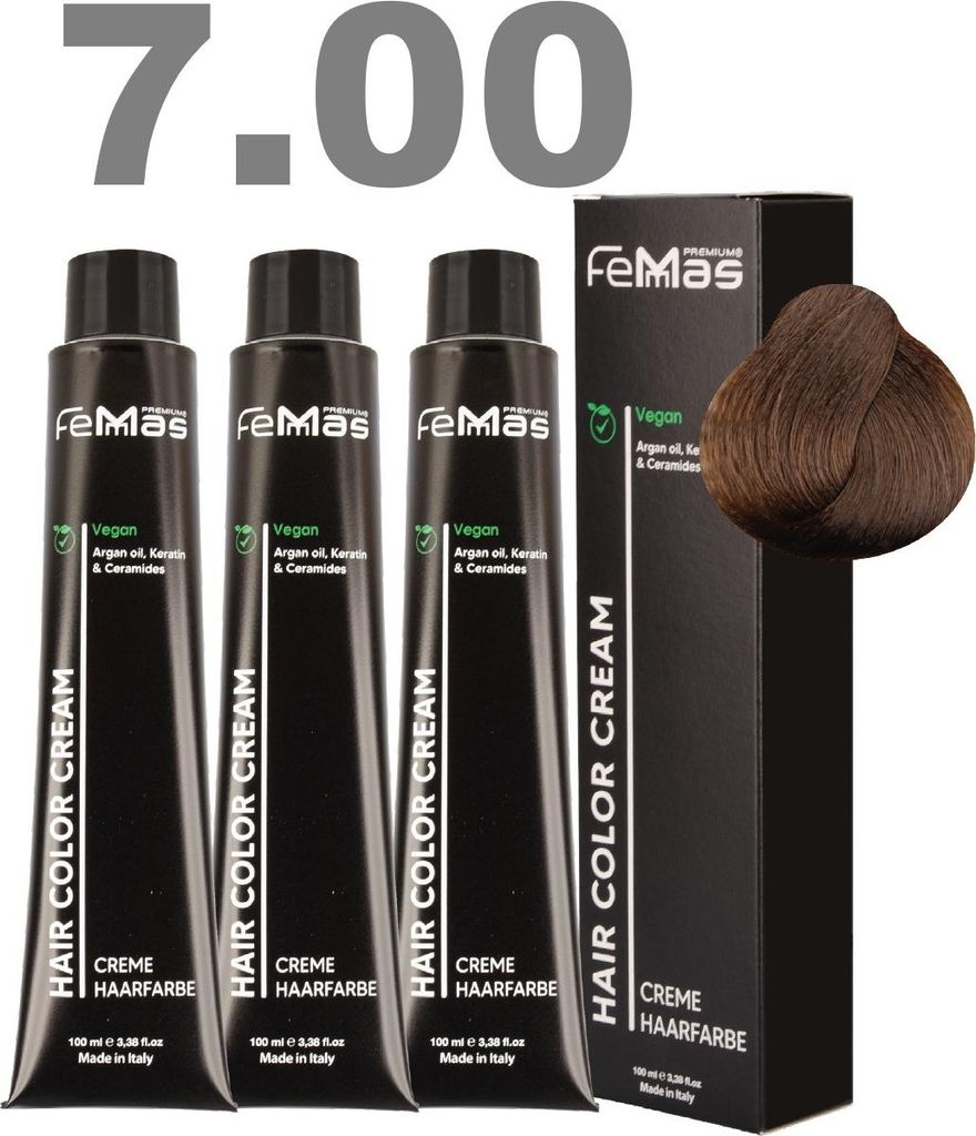 FemMas Haarfarbe mit Arganöl Mittelbl Ultra Int. 7.00 | 3 x100 ml