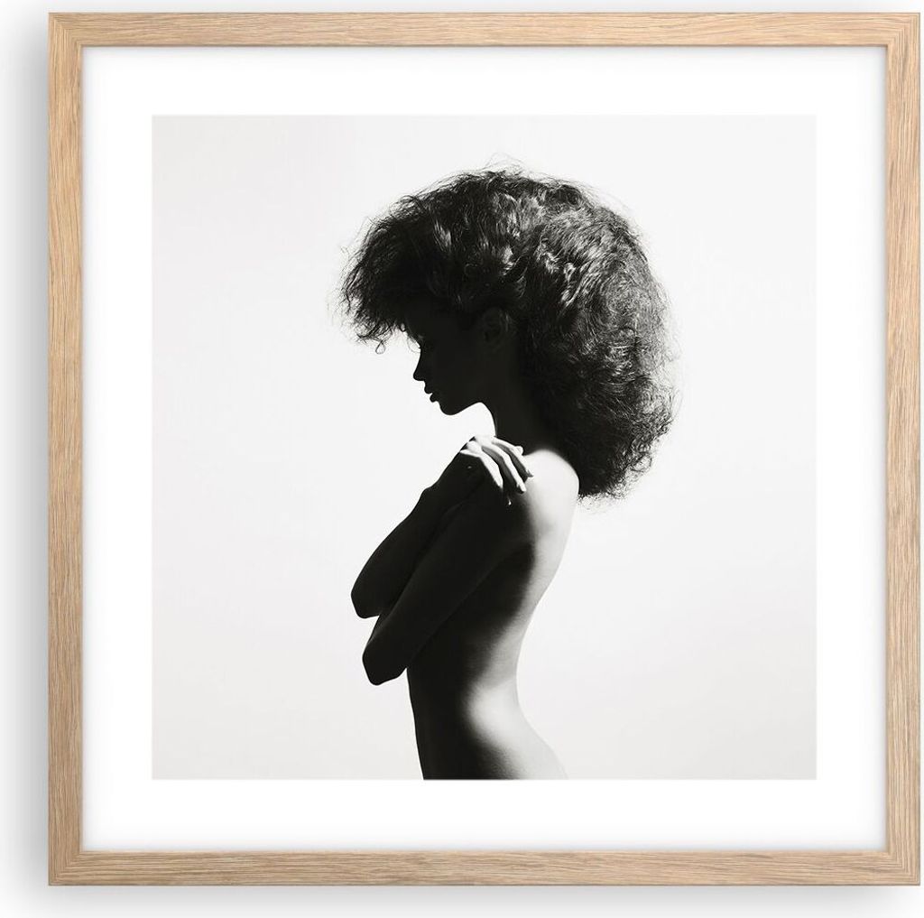 Gerahmtes Poster - Rahmen in heller Eiche - Frau Nacktheit Körper - 40x40 cm - Wand Bild - Wanddeko - Wandbilder - Kunstposter - Wandposter - Bild...