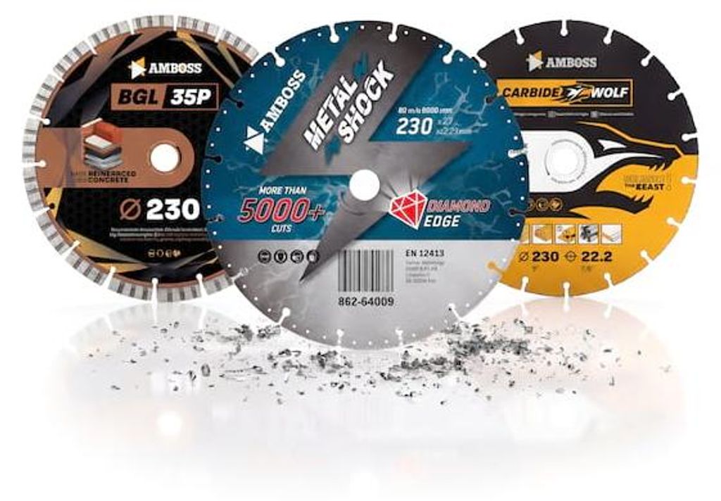 Amboss DreamTeam Set - Carbide Wolf Universal HM + Metal Shock 5000+ Stahl + BGL 35P Beton Trennscheiben 230 mm Winkelschleifer Profi Baustelle