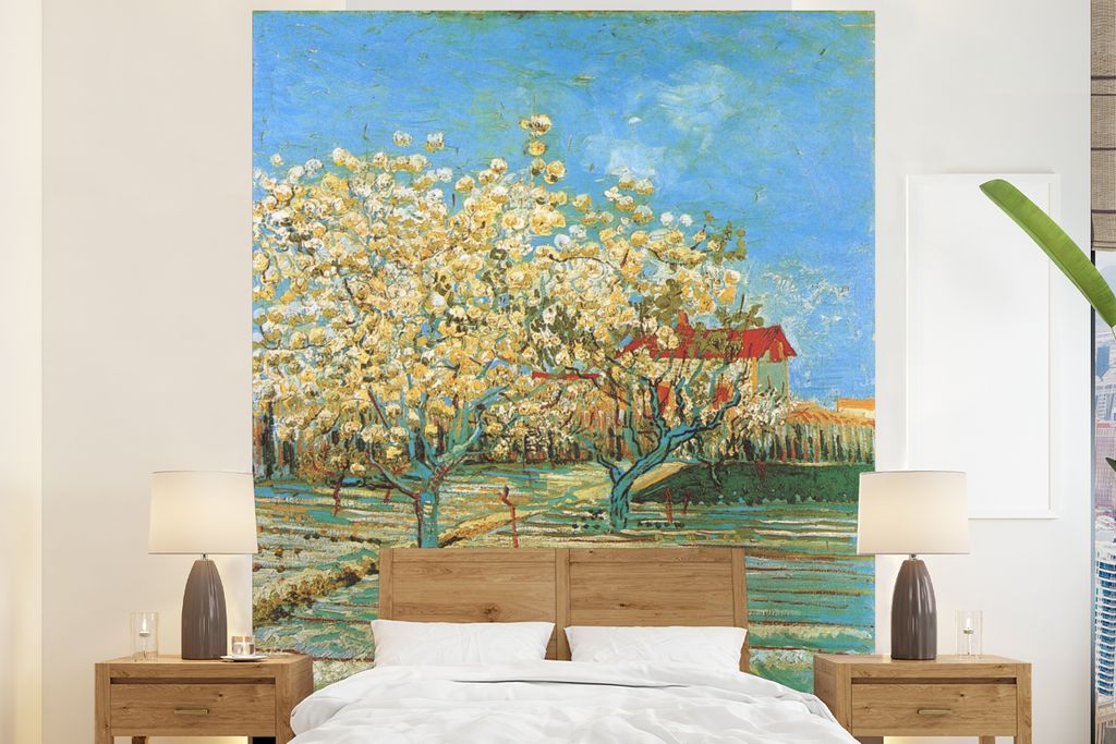 MuchoWow Fototapete für Wohnzimmer oder Schlafzimmer Wandtapete Vinyl Motivtapete Blühender Obstgarten - Vincent van Gogh - 210x260 cm - Wand T...
