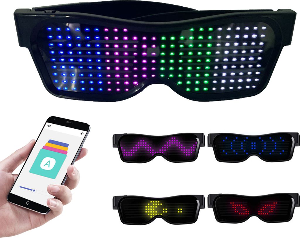 LED Brille anpassbar BT LED Brille Buntes Licht Gluehbrille Produktbild