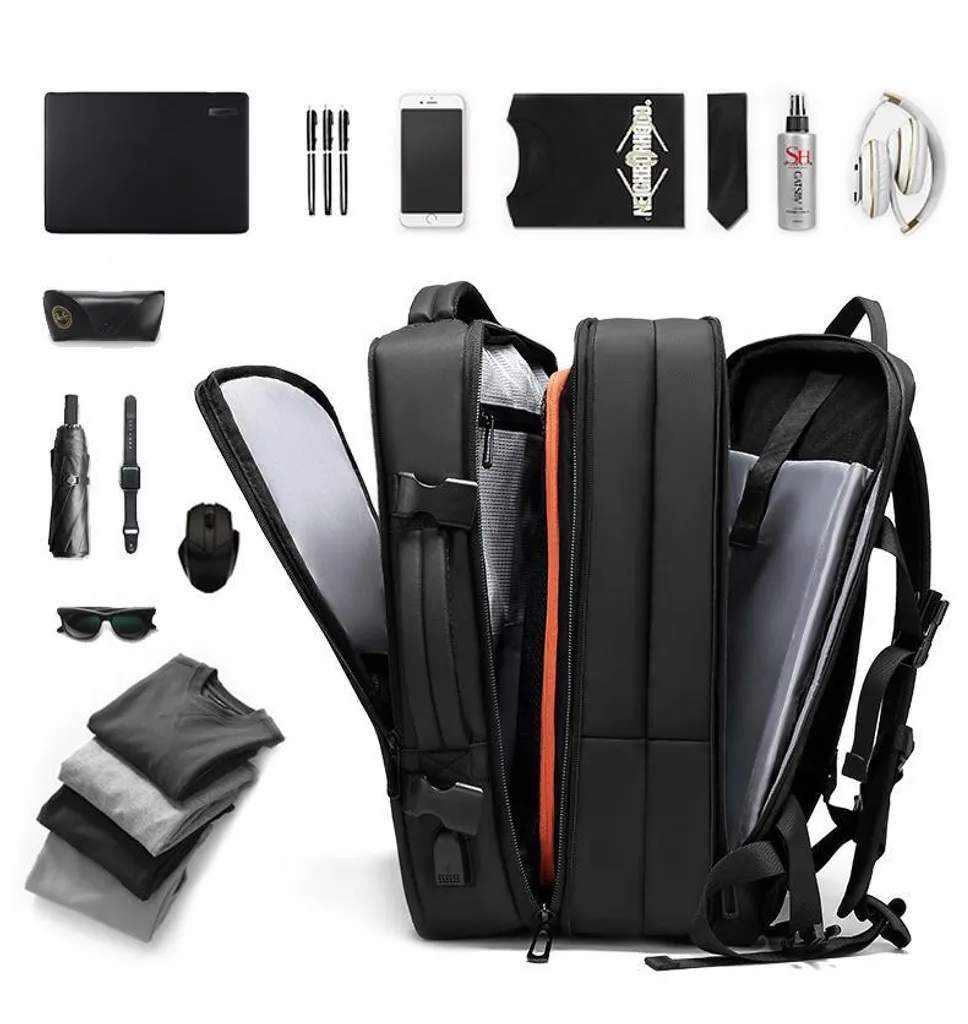 Sac à dos ordinateur portable avec port USB et compartiments multiples