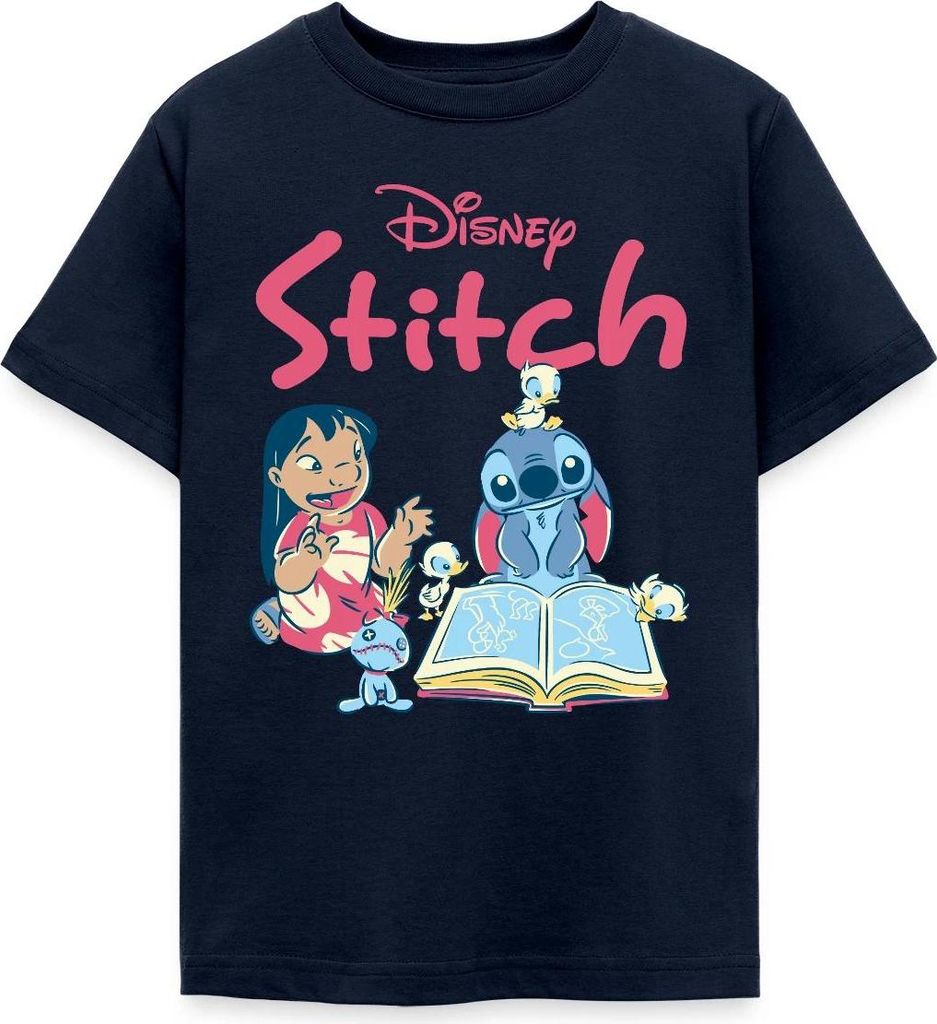 Lilo & Stitch Mit Buch Teenager T-Shirt, 152/164 (12-14 Jahre), Navy