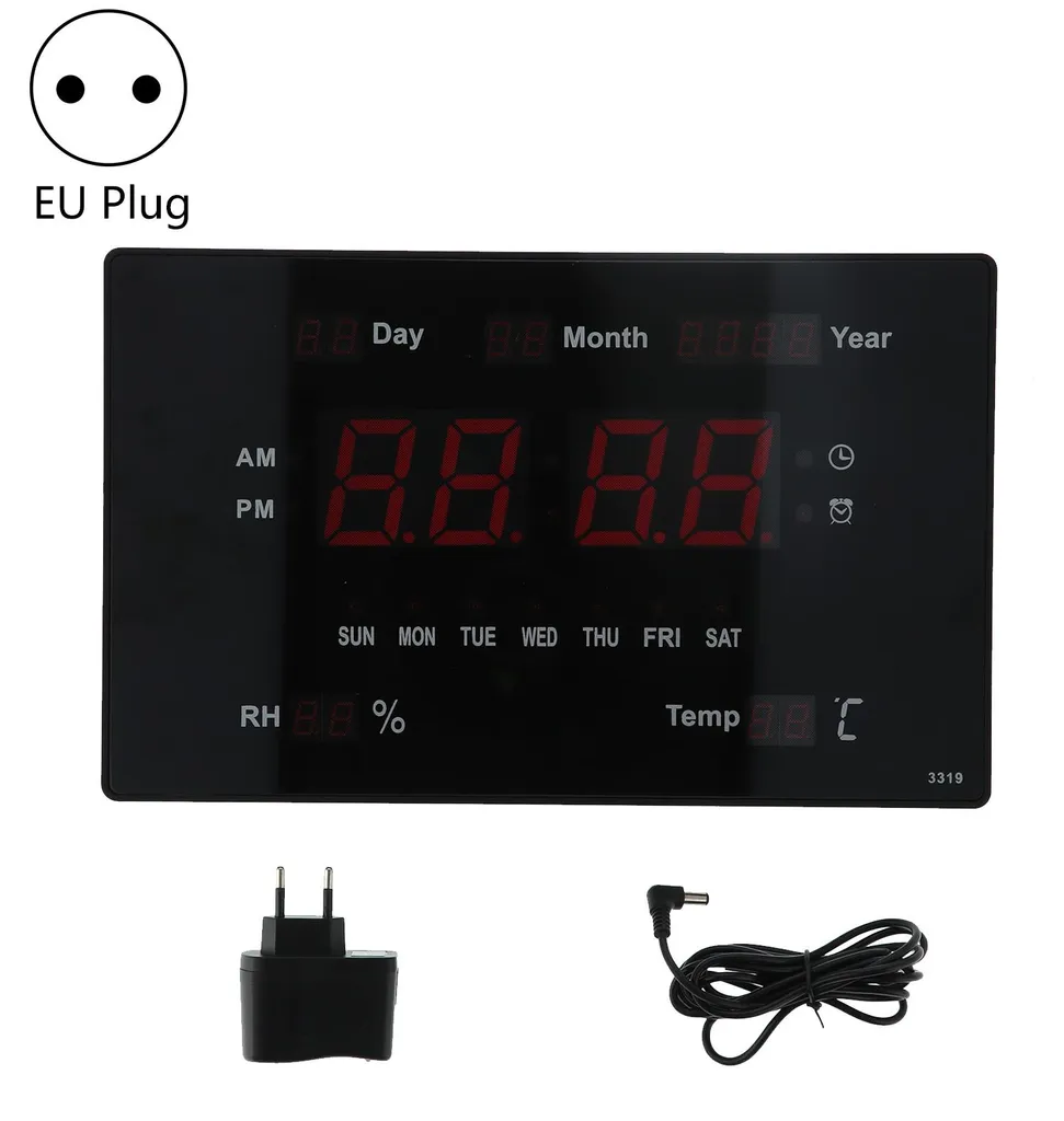 Horloge numérique LED murale multifonction avec date et température UE