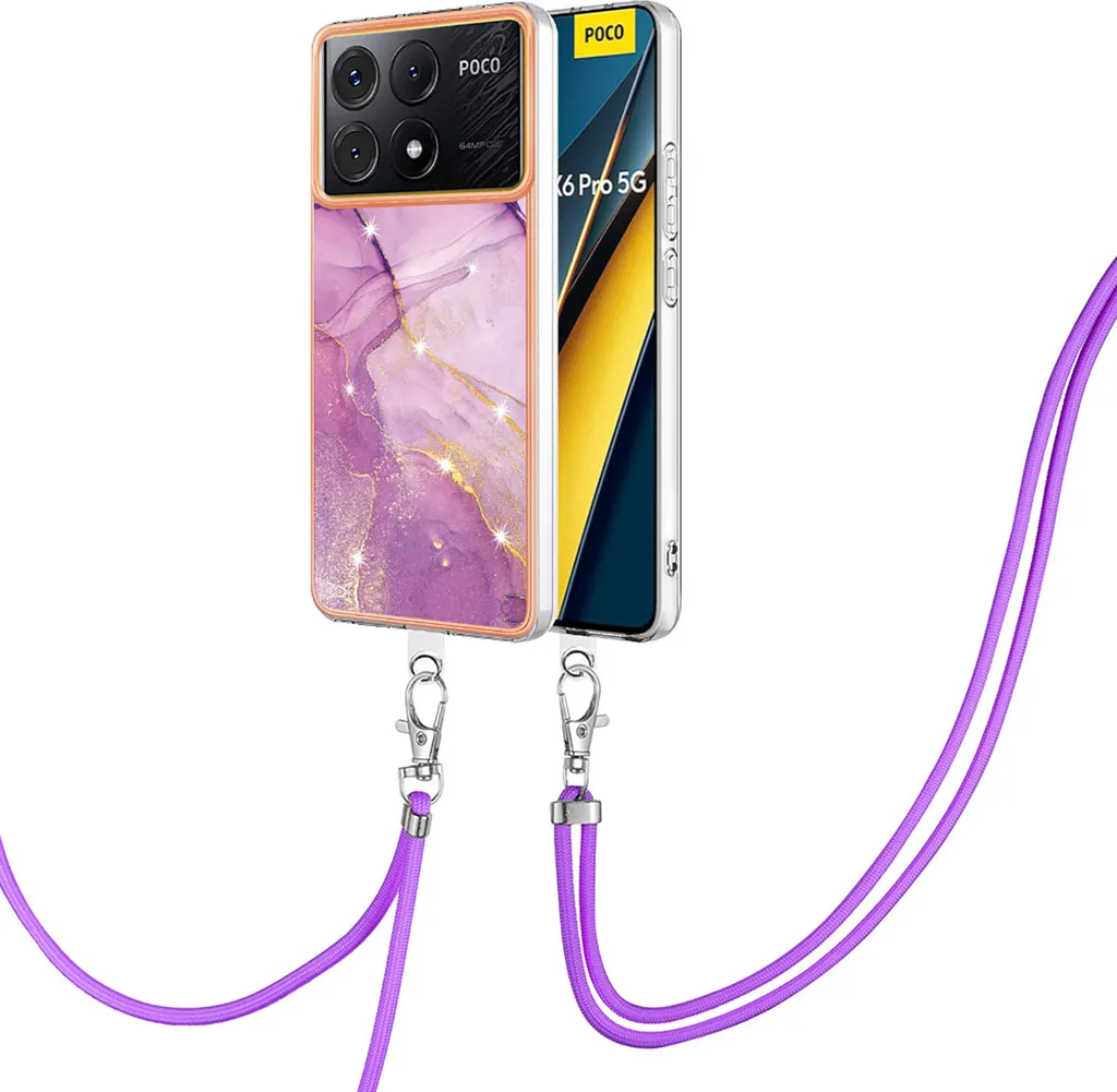Custodia Collana per Cellulare Compatibile con Xiaomi Redmi 6 - Cover Silicone TPU Protettiva Trasparente - Custodia indossabile per Collo - Case a Tracolla con Cordina, Blu
