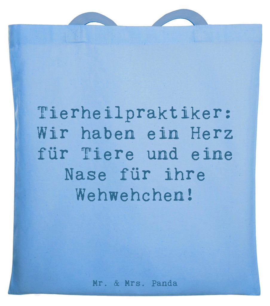 Mr. & Mrs. Panda Tote Bag Spruch Tierheilpraktiker Herz - Sky Blue - Geschenk, Liebe zu Tieren, Schultasche, Beruf, Tierwohl, handgefertigte Gesche...