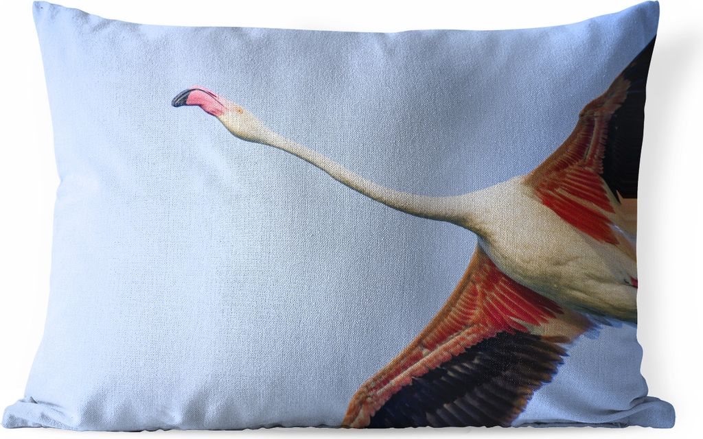 MuchoWow Outdoor Kissen - Ansicht eines fliegenden Flamingos von unten - 60x40 cm - Wetterfest - Lounge Kissen - Zierkissen - Kissen für Innenr...