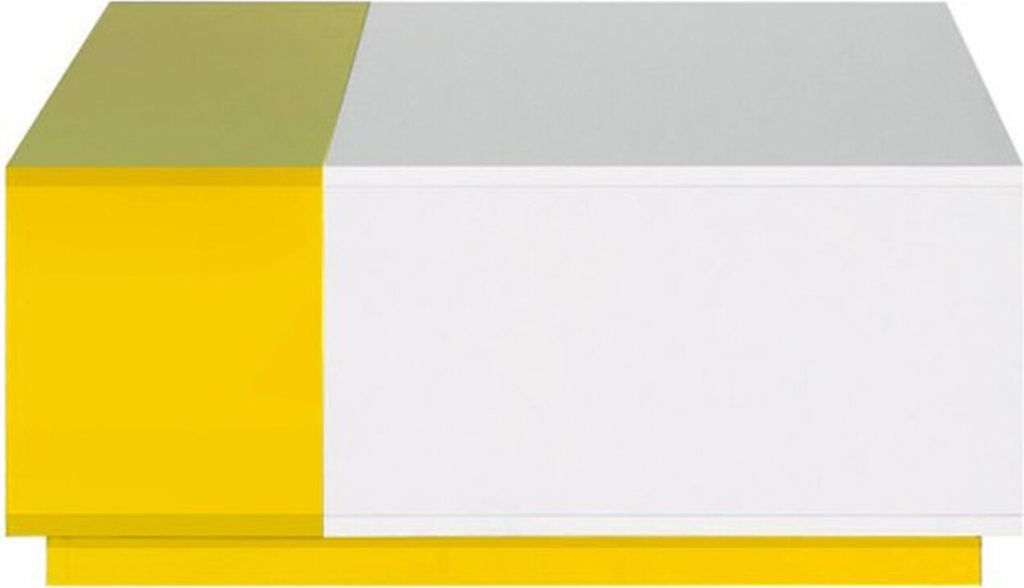 Jugendzimmer - Couchtisch "Geel" 37, Weiß / Gelb - Abmessungen: 80 x 80 x 35 cm (B x T x H)