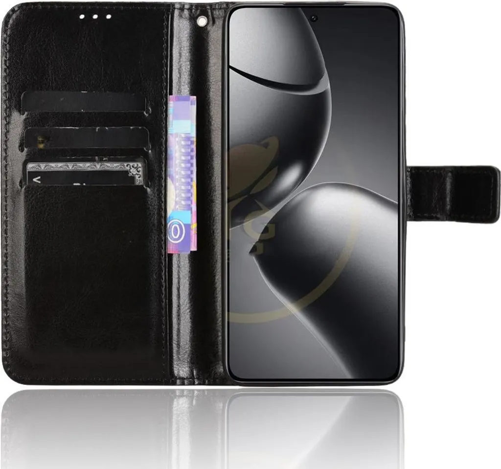 Custodia in pelle metallizzata per Xiaomi 14T Nero - 4