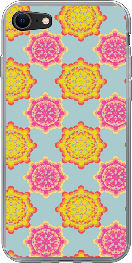MuchoWow Handyhülle Schutzhülle Hülle für Telefoonhoesje iPhone SE 2020 Flower Power - Design - Hippie Silikon Softcase Handy Hülle - Karten...