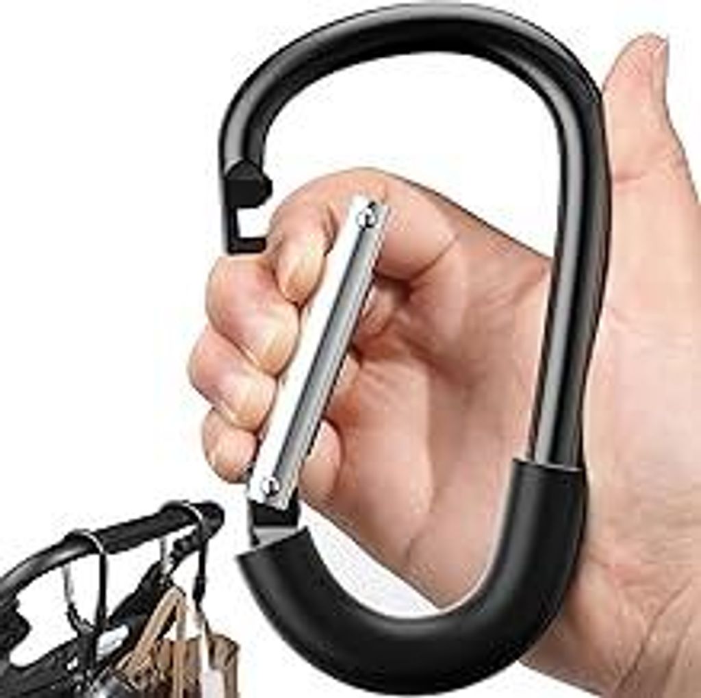 SURDOCA Kinderwagenhaken für Mama, Kinderwagen-Clips zum Aufhängen von Tasche und Einkaufen, Kinderwagen-Zubehör 1pc, schwarz