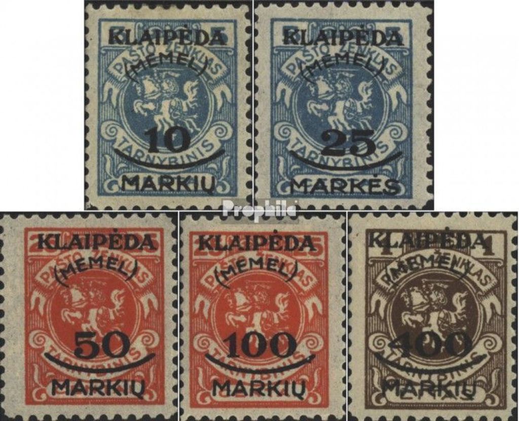 Briefmarken Memelgebiet 1922 Mi 124-128 (kompl.Ausg.) mit Falz Klaipeda